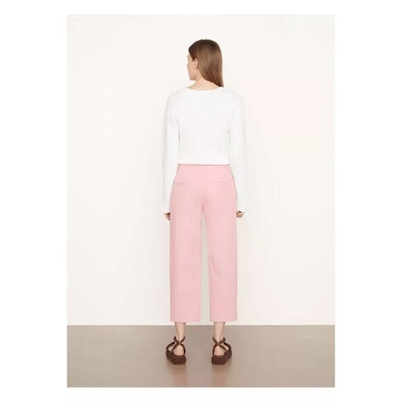 Vince Washed Cotton Low Rise Straight Leg Ankle Cropped Chino Pants Rose Pink - Picture 4 of 9